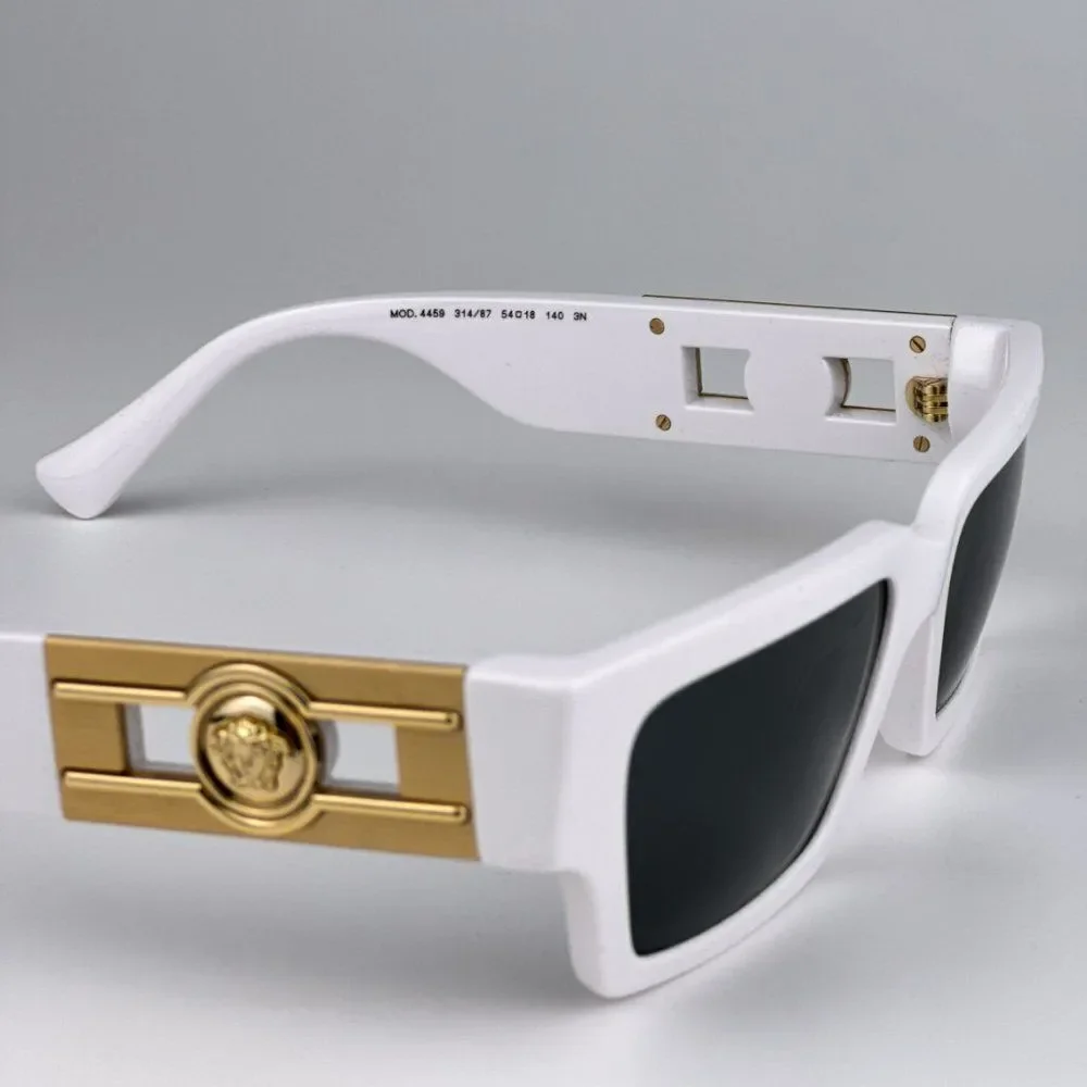 NEW Versace VE4459 Medusa Deco 314/87 White Grey Rectangle Unisex Sunglasses
